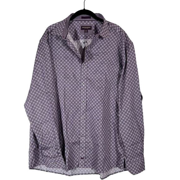 Johnston & Murphy Shirt Mens XXL Button Up Geometric Floral Cotton Long Sleeve - Picture 1 of 13